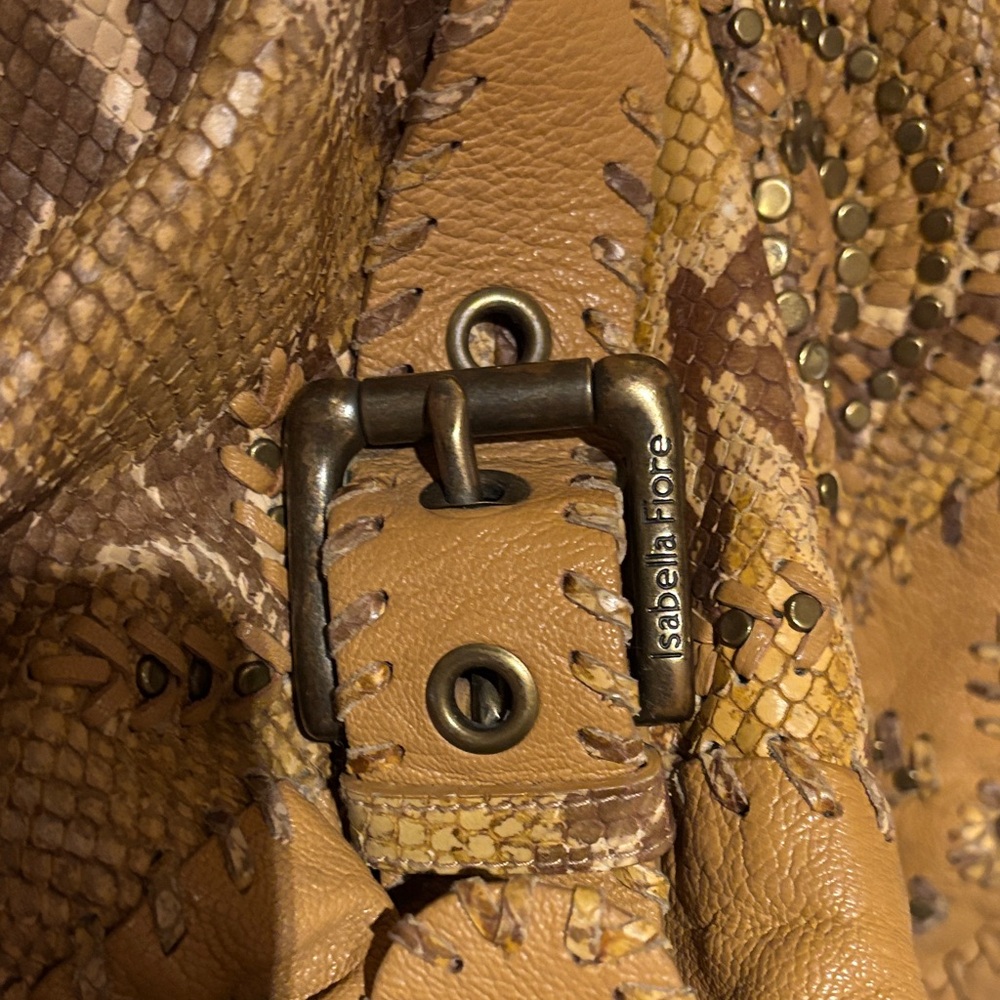 Isabella Fiore Tan Hobo Bag with Embroidery - Picture 3 of 3